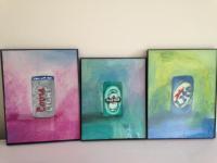 3 Cans - Oil Pastels On Paper Drawings - By Kelsey Mulhollem, Bar-Style Drawing Artist