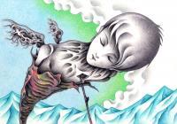 Chrysalis - Colored Pencil Drawings - By T Koni, Illustration Drawing Artist