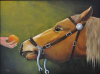 Animals - La Mela - Oil On Canvas 80 X 60 Cm