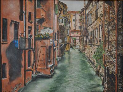 Cityscape - Bologna - Italy - - Oil On Canvas - 50 X 40 Cm