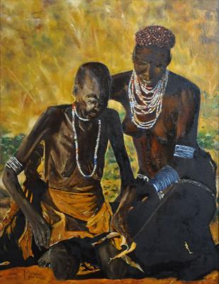 People - Kuja Kunisajdia - Oil On Canvas 60 X 80 Cm