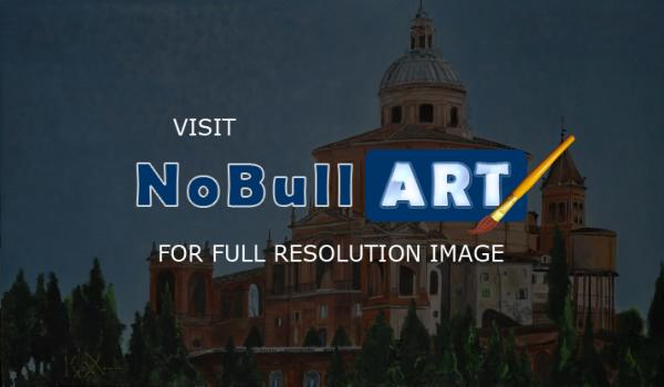 Cityscape - San Luca - Italy - - Oil On Canvas - 60 X 30 Cm