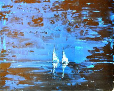 Abstract - Sails In The Night - Acrylic On Canvas