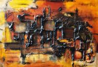 Paciugh - Medium On Canvas - 50 X 70 Cm Mixed Media - By Massimo Franzoni, Abstract Mixed Media Artist