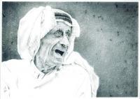 Old Man - Pencils  Charcoal Drawings - By Fatima Jaffery, Realism Drawing Artist