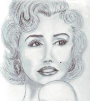 Marilyn - Pencil  Paper Drawings - By Berine Thompson, Black  White Drawing Artist