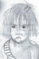 Little Girl - Pencil  Paper Drawings - By Berine Thompson, Black  White Drawing Artist