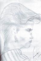 Hair Model - Pencil  Paper Drawings - By Berine Thompson, Black  White Drawing Artist