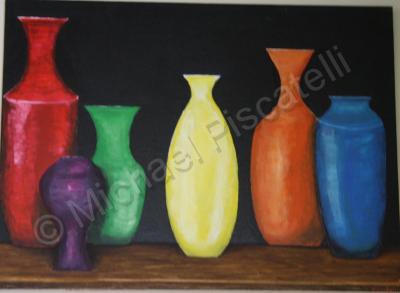 Forms Of Expression - Six Vases - Acrylic On Canvas