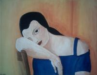 Forms Of Expression - Woman With Chair - Acrylic On Canvas