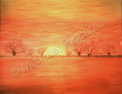 Forms Of Expression - Sunset - Acrylic On Heavy Paper