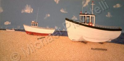 Forms Of Expression - Three Fishing Boats - Acrylic On Canvas