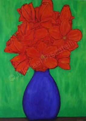 Forms Of Expression - Still Life With Blue Vase - Acrylic On Canvas