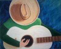 Guitar Player - Acrylic On Canvas Paintings - By Michael Piscatelli, Abstract Painting Artist