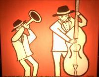 Jazz Players - Acrylic On Canvas Paintings - By Michael Piscatelli, Abstract Painting Artist