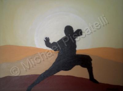 Forms Of Expression - Tai Chi Master In Desert - Acrylic On Canvas