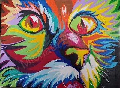 Forms Of Expression - Cats Face - Acrylic On Canvas