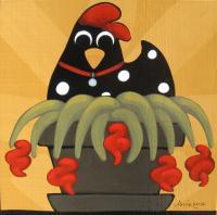 Pollo Especial - Custom Paints On Wood Paintings - By Annie Lane, Folk Art Painting Artist