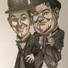 Laurel And Hardy - Acrylic Paintings - By Peter Lord, Black And White Painting Artist