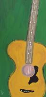 Green Guitar - Acrylic Paintings - By Joe Dimino, Impressionism Painting Artist