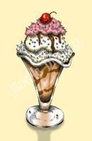 Ice Cream Sundae - Photoshop Drawings - By Janelle Dimmett, Pop Art Drawing Artist