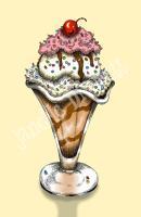 Ice Cream Sundae - Photoshop Drawings - By Janelle Dimmett, Pop Art Drawing Artist
