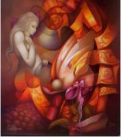 Embryon - Canvas Giclee Paintings - By Rupert Crossley, Surrealism Painting Artist