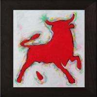 Male Power Toro Corrida - Woolen Art Paintings - By Natalia Levis-Fox, Felting Painting Artist