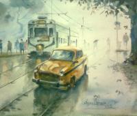 Cityscape - Morning Kolkata - Watercolor