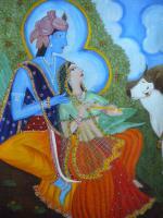 Radha Kirshna 2 - Water Colour Paintings - By Neeta Jhamnani, Indian Miniature Painting Artist