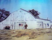 White Barn - Watercolor Paintings - By Theresa Van Eck, Realistic Painting Artist