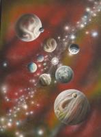 Multiverse789 - Oil And Acrylic On Panel Paintings - By Sam Delrussi, Cosmic Painting Artist