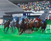 Horse Race - Oil Colour On Canvas Paintings - By Claudia Luethi Alias Abdelghafar, Realistic Painting Artist