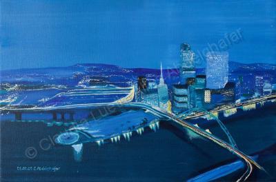 Oil Painting On Canvas - Skyline Pittsburgh Pennsylvania - Oil Colour On Canvas