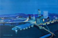 Oil Painting On Canvas - Skyline By Night - Oil Colour On Canvas