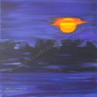 Oil Painting On Canvas - Sunset In Africa - Oil Colour On Canvas