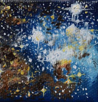 Oil Painting On Canvas - Cosmic Explosion In Blue - Oil Colour On Canvas