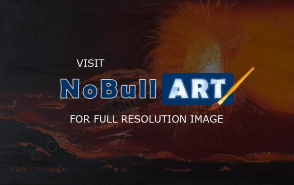 Oil Painting On Canvas - Volcanic Eruption - Oil Colour On Canvas