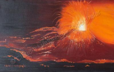 Oil Painting On Canvas - Volcanic Eruption - Oil Colour On Canvas