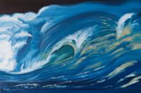 Wave Just Breaking - Oil Colour On Canvas Paintings - By Claudia Luethi Alias Abdelghafar, Realistic Painting Artist