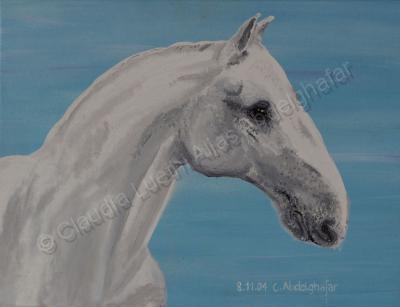 Oil Painting On Canvas - Lippizan Horse Portrait - Oil Colour On Canvas