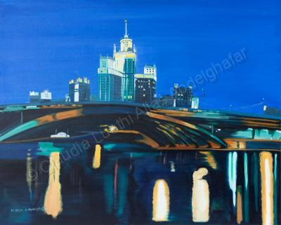 Oil Painting On Canvas - Moscow At Night - Oil Colour On Canvas