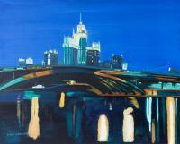 Moscow At Night - Oil Colour On Canvas Paintings - By Claudia Luethi Alias Abdelghafar, Realistic Painting Artist