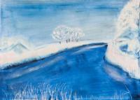 Oil Paintings On Velvet - Landscape In Winter - Oil Colour On Velvet