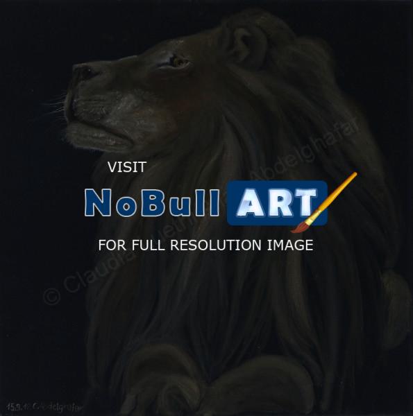 Oil Paintings On Velvet - Proud Lion - Oil Colour On Velvet