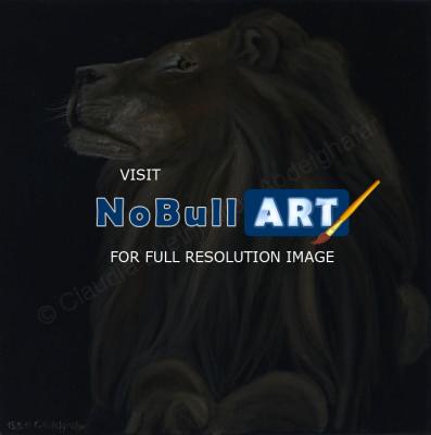 Oil Paintings On Velvet - Proud Lion - Oil Colour On Velvet