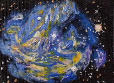 Oil Painting On Canvas - Cosmic Dance - Supernova Blue - Oil Colour On Canvas
