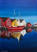 Skandinavian Village - Oil Colour On Canvas Paintings - By Claudia Luethi Alias Abdelghafar, Realistic Painting Artist