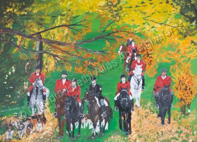 Oil Painting On Canvas - Hunting Scene - Oil Colour On Canvas