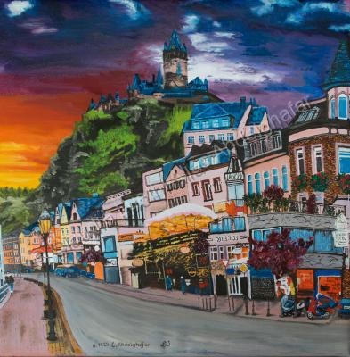 Oil Painting On Canvas - Castle Cochem - Oil Colour On Canvas